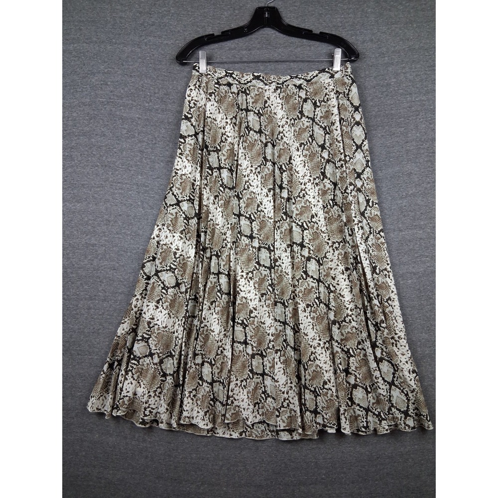 New Banana Republic Womens Skirt 6 Brown Snake Skin Pleated Mob Wife Corporate